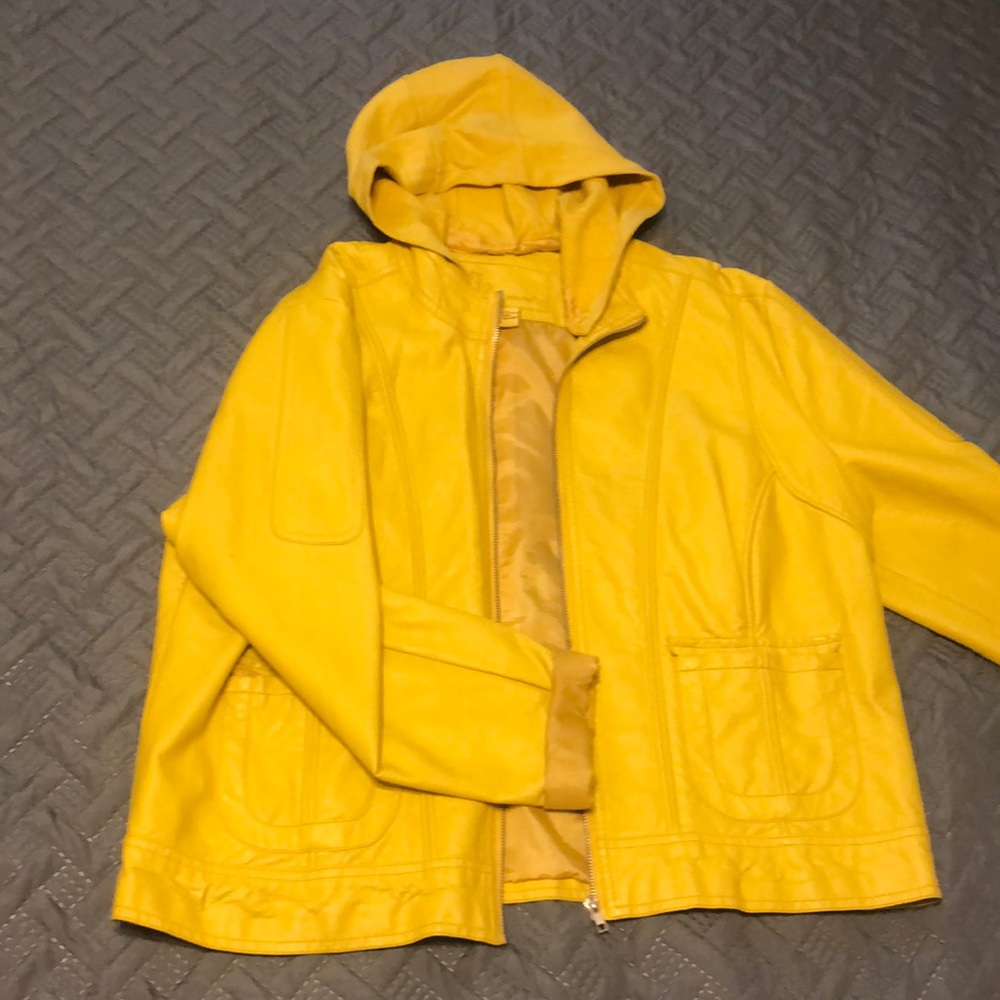 JouJou size 2X faux leather jacket with hood